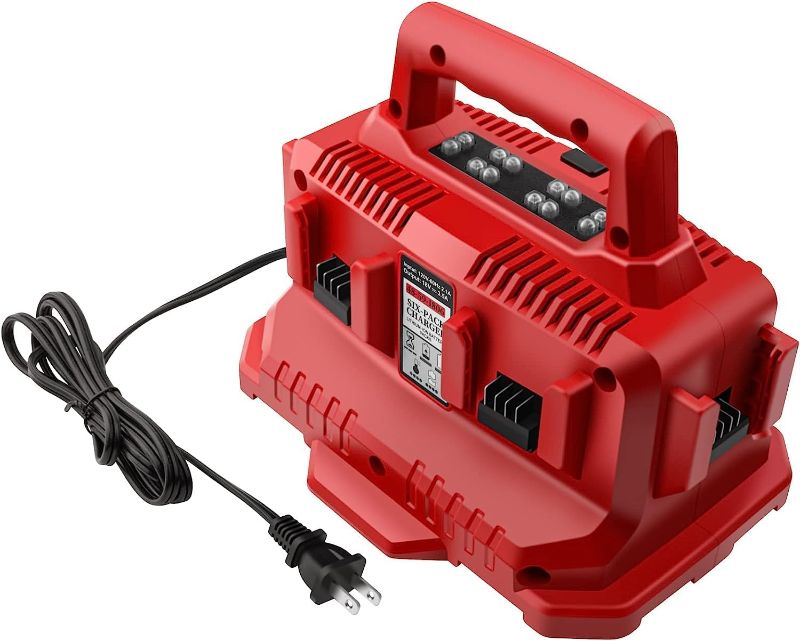 Photo 1 of DMMNS M18 V18 Rapid Battery Charger 6-Ports,Replace for Milwaukee M18 Battery Charger 48-59-1806 59-1804,Compatible with Milwaukee M18 14.4V-18V XC Battery 48-11-1850 11-1840 11-1815 11-1828 11-1860
