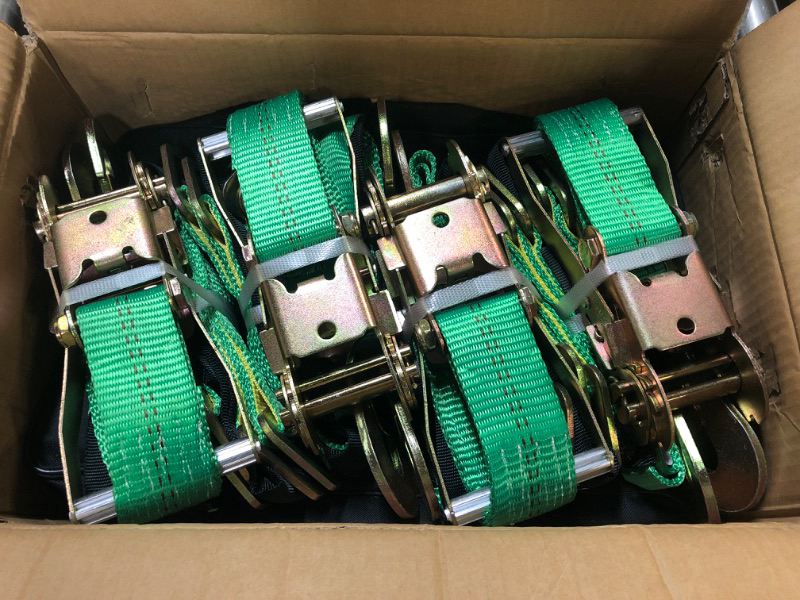 Photo 2 of Trekassy Car Tie Down Straps for Trailers with Snap Hooks, 2" x 96" Ratchet Car Straps, 3,333lbs Safe Working Load, Includes (4) 24 Inch Axle Straps, (4) 36 Inch Axle Straps Green