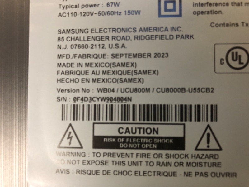 Photo 6 of SAMSUNG 55-Inch Class Crystal UHD CU8000 Series PurColor, Object Tracking Sound Lite, Q-Symphony, Motion Xcelerator, Ultra Slim, Solar Remote, Smart TV with Alexa Built-in (UN55CU8000, 2023 Model)