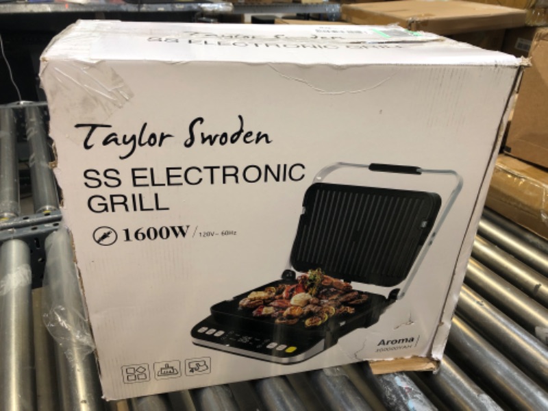 Photo 3 of 10 in 1 Panini Press Sandwich Maker, Taylor Swoden 1600W Electric Indoor Grill with Non-Stick Double Sided Plates, LED Touch Screen, Independent Temperature Control, Opens 180 Degrees, Stainless Steel