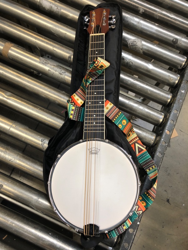 Photo 2 of Mulucky 4 String Banjolele, Banjo Ukulele Concert Size 23 Inch with Remo Head, Closed Solid Wood Back, Beginner Kit with Truss Rod Gig Bag Tuner String Strap Picks, MBU-801 BG-01