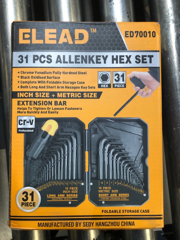 Photo 3 of ELEAD 30-Piece Hex Key Set - Allen Wrench Set, SAE and Metric Allen Keys, MM(0.7mm-10mm) SAE(0.028"-3/8), Heat-Treated Steel, Torque Handle, High Leverage, Long & Short Keys, Easy Organization