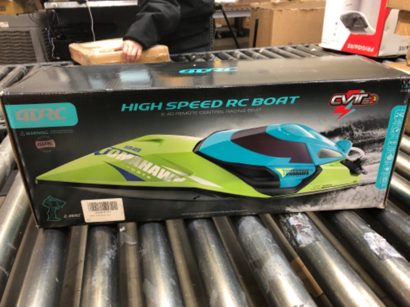Photo 3 of 4DRC S2 High Speed RC Boats,30+ mph Fast Remote Control Boat for Pools and Lakes with LED Lights & 2 Batteries,Capsize Recovery, Low Battery Reminder,2.4Ghz Racing Speed Boats for Adults Kids
