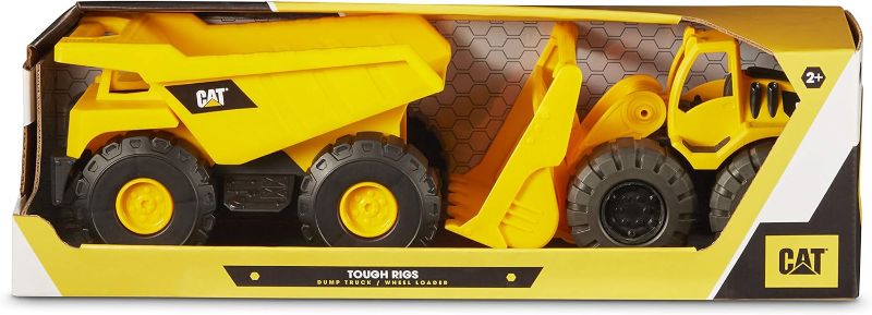 Photo 1 of Cat Construction Tough Rigs 15" Dump Truck & Loader Toys 2 Pack, Yellow
