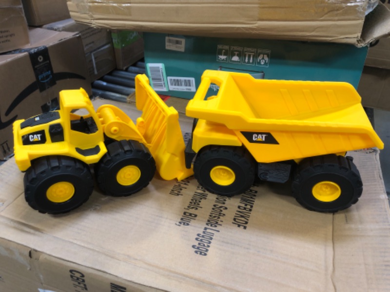 Photo 2 of Cat Construction Tough Rigs 15" Dump Truck & Loader Toys 2 Pack, Yellow
