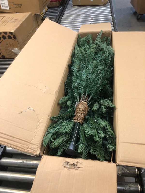 Photo 1 of Alupssuc 6ft Prelit Artificial Hinged Christmas Tree, Pre-Lit Warm White & Multi-Color Lights with Remote Control, 830 PE & PVC Branch Tips and Foldable Metal Stand for Xmas Decoration, 6 FT