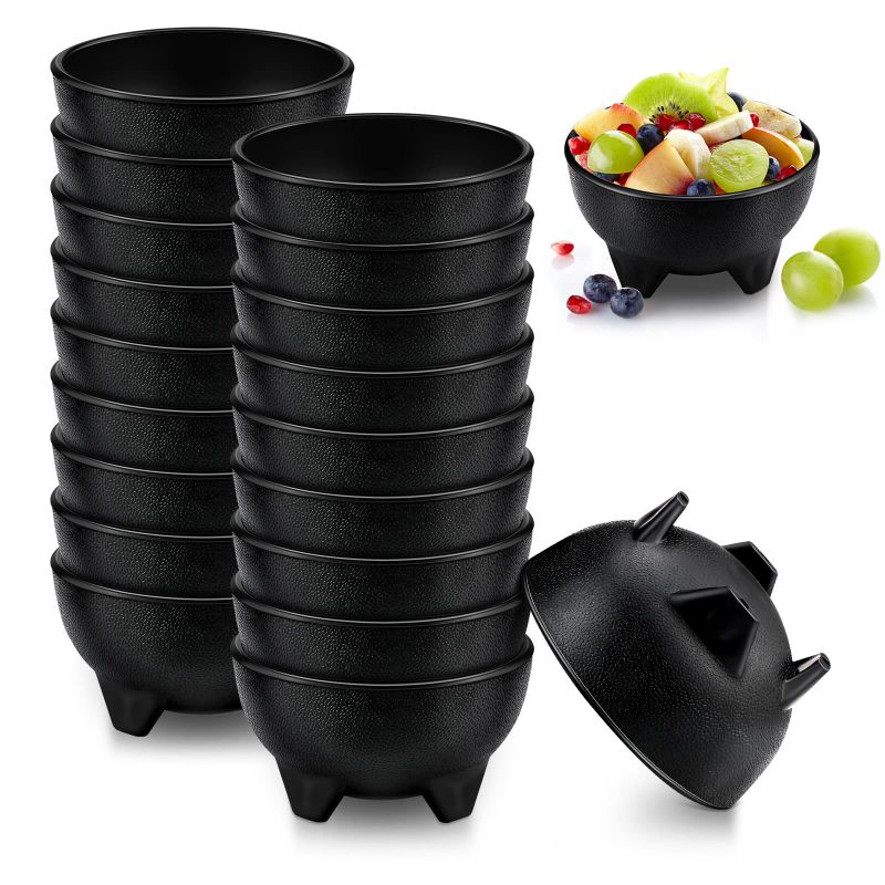 Photo 1 of Zubebe Set of 48 Black Salsa Bowls 13.5 oz Salsa Guacamole Plastic Bowls Mexican Dip Molcajete Bowl Chips and Salsa Serving Dish Taco Bar Serving Set for a Party Fiesta Sauce Condiment Regular Use
