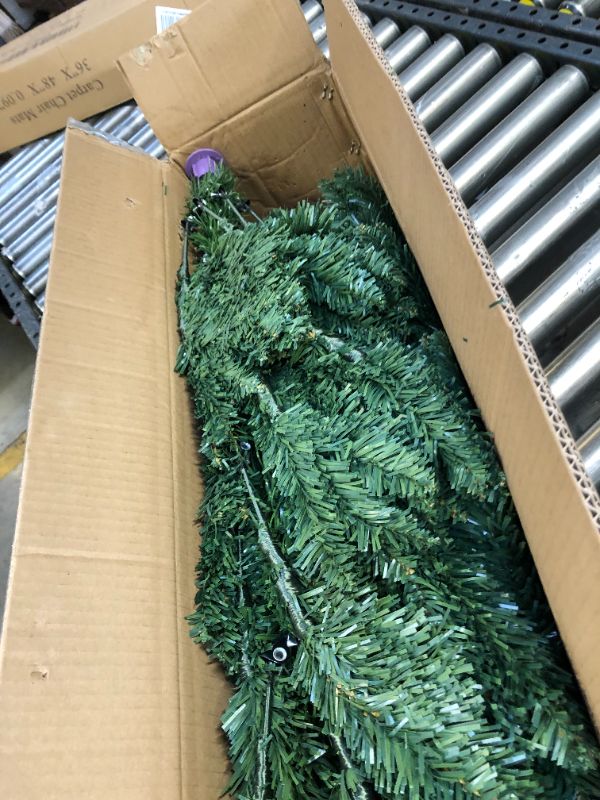 Photo 3 of 6 Feet Prelit Laser Artificial Slim Christmas Tree 250 LED Warm Lights Plug in 720 Branch Tips Metal Stand Hinged Pencil Xmas Tree Christmas Decorations Home Indoor Outdoor Holiday(Spruce Green) Bling Spruce Green 6 feet