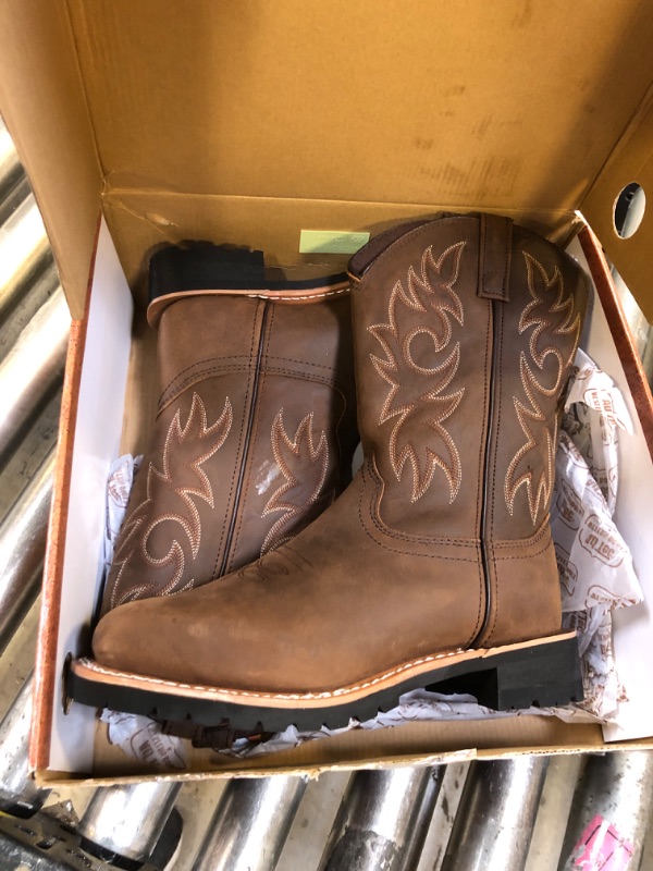 Photo 2 of Ad Tec Men's Western Cowboy, Wide Calf Square Toe Safety Work Boot 8.5 Brown