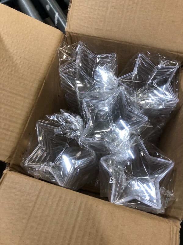 Photo 1 of 25 Bulk 3” DIY Clear Fillable Plastic Craft Star Christmas Ornaments - Handmade Decorations