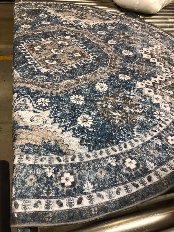 Photo 1 of 5FT ROUND SUPER SOFT RUG, BLUE GRAY 