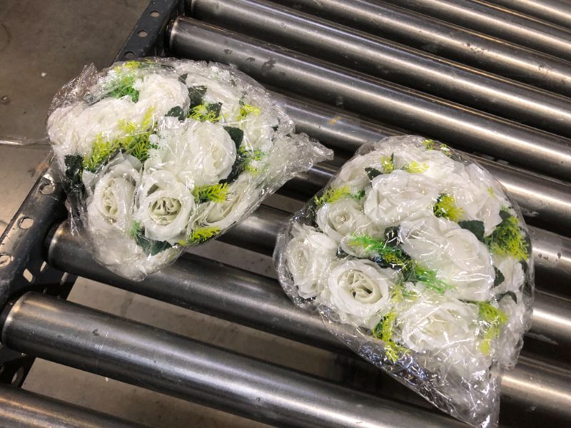 Photo 1 of 2PC Artificial Flower Centerpiece Table Decoration WHITE ROSES