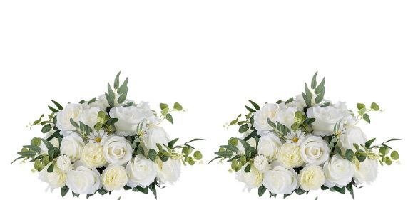 Photo 1 of 2PC Artificial Flower Centerpiece Table Decoration WHITE ROSES