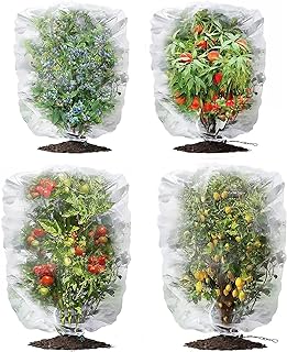 Photo 1 of 4 Pack Garden Mesh Netting for Plants Fruits Blueberry Bushes Protection Netting Covers Bags with Drawstring, 2 Sizes Tomato Protective Cover Bird Netting Garden Plant Barrier Bags for Vegetables Tree https://a.co/d/2WOiygC