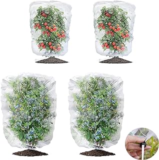 Photo 1 of 4 Pack Garden Mesh Netting for Plants Fruits Blueberry Bushes Protection Netting Covers Bags with Drawstring, 2 Sizes Tomato Protective Cover Bird Netting Garden Plant Barrier Bags for Vegetables Tree https://a.co/d/9xSGQz9
