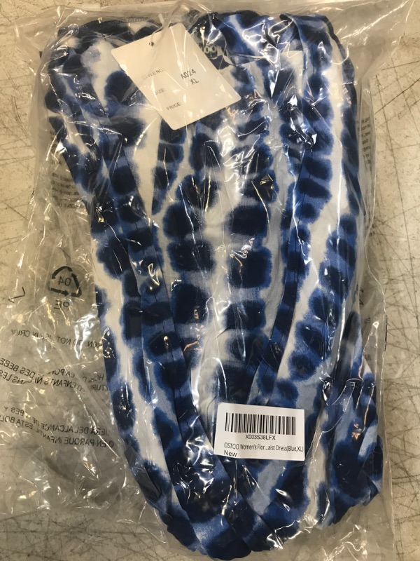 Photo 1 of OSTOO Women's Floral Print Maxi Dresses Sleeveless Sleeves Boho Empire Waist Dress X-Large Tie Dye Blue