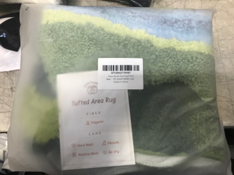 Photo 1 of 33"x22" Tufted 3D Moss Rug Green Grass & Mossy Blue Stream Bathroom Mat Bathrug Shag Carpet for Home Decor Living Room Bedroom Shower Area
