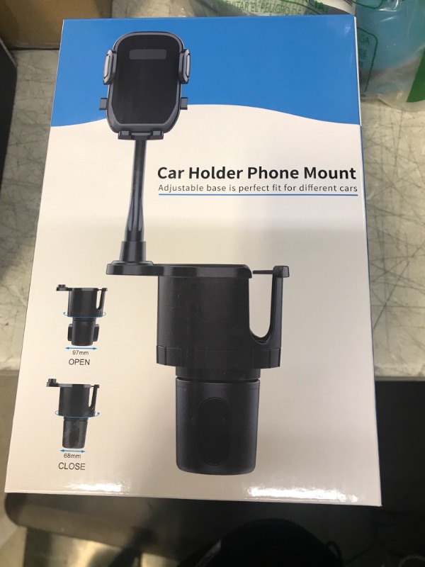 Photo 2 of Sinvanho Car Cup Holder Expander with Phone Mount, 2 in 1 Automotive Cell Phone Drink Holder Adapter with Adjustable Base Long Gooseneck 360° Rotation, Fits Any Smartphones and Most Bottles Flexible Neck