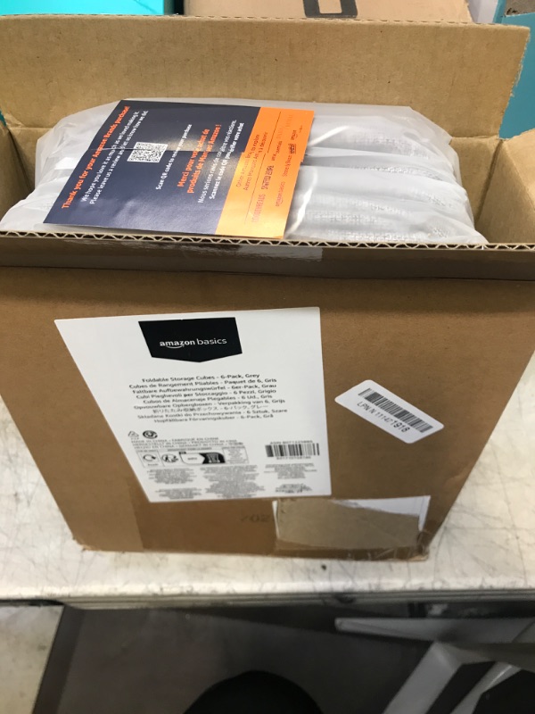 Photo 1 of Amazon Basics Collapsible Fabric Storage Cubes Organizer with Handles, 10.5"x10.5"x11", Pack of 6, Gray Gray 10.5"x10.5"x11"