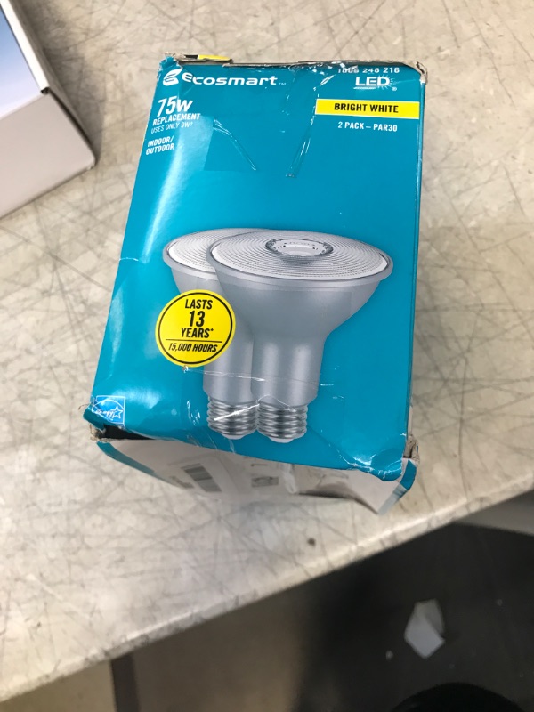 Photo 1 of 75-Watt Equivalent PAR30 Dimmable Flood LED Light Bulb Bright White (2-Pack)
