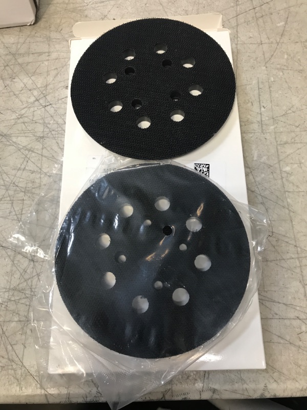 Photo 2 of 2 Pieces 5 Inch 8 Hole Hook and Loop Orbital Sander Replacement Pad Backing Pad (Black,)