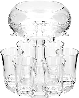 Photo 1 of 6 Shot Glass Dispenser and Holder, Dispenser for Filling Liquids with 6 Pcs 1.2oz Acrylic Cup for Bar Shot, Wine, Cocktail and Whiskey Dispenser