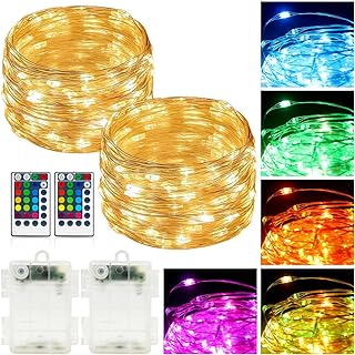 Photo 1 of Battery Fairy Lights 2Pack 39Ft 120 LED Battery Operated Fairy Lights with Remote Timer, RGB Color Changing String Lights, Battery Powered Twinkle Lights for Bedroom Halloween Christmas Decoration
