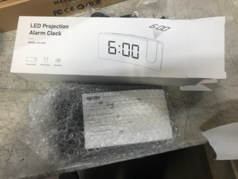 Photo 1 of Projection Alarm Clock, Digital Clock with 180° Rotatable Projector, 3-Level Brightness Dimmer, Clear LED Display, USB Charger, Progressive Volume, 9mins Snooze,12/24H, Digital Alarm Clock for Bedroom Blue Digit+blue Projection