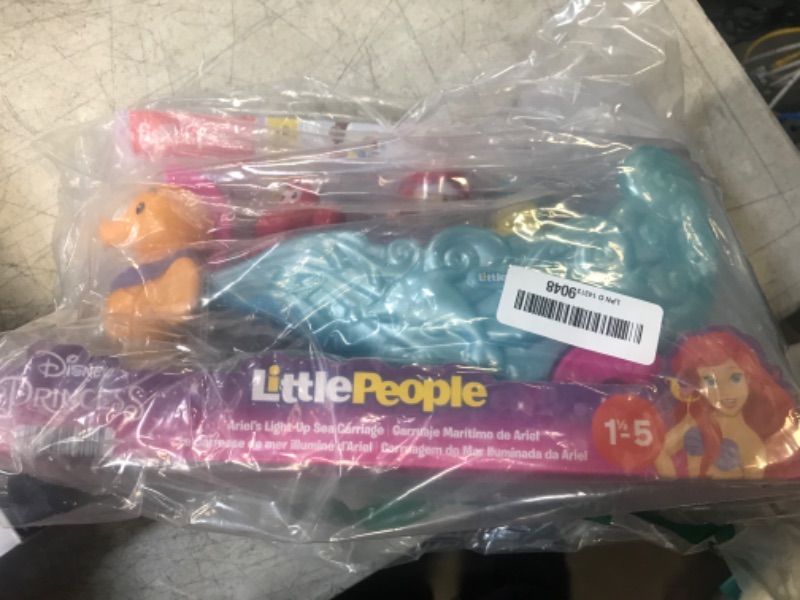 Photo 2 of Fisher-Price Little People Toddler Toy Disney Princess Ariel's Light-Up Sea Carriage Musical Vehicle with 2 Figures for Ages 18+ Months Ariel's Sea Carriage