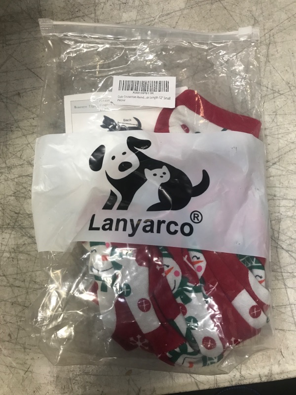 Photo 2 of Lanyarco Cute Snowman Reindeer Pet Clothes Christmas Dog Pajamas Shirts, Red Back Length 12" Small Small (Pack of 1) Red Snowman