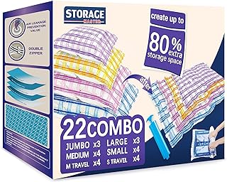 Photo 1 of 22 Space Bags Vacuum Storage Bags for Clothes, Airtight Vacuum Sealed Space Saver Bags Vacumestoragebags for Blankets and Comforters (22 Pack) 