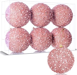 Photo 1 of 6 Pcs 4 Inch Christmas Ball Ornaments Glitter Sequin Foam Ornaments Hanging Christmas Tree Ball Decorations Indoor Outdoor for Xmas Wedding Party Holiday Decor (Rose Gold) https://a.co/d/44tHftP