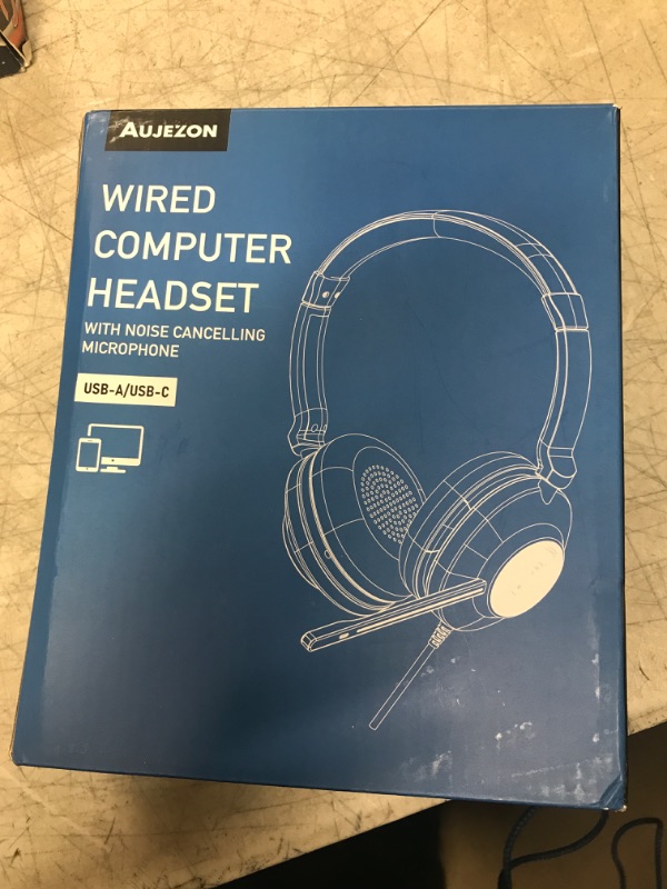 Photo 2 of USB Headset with Microphone for PC, Headphones with Mic Noise Cancelling, Wired Headset with In-line Control&Mute Button,Computer Headset with USB-C Adapter for Work/Office/Teams/Cell Phone/Laptop