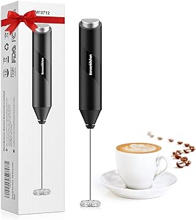 Photo 1 of Bonsenkitchen Milk Frother Handheld, Electric Foam Maker with Stainless Steel Whisk, Hand Drink Mixer for Coffee, Lattes, Cappuccino, Matcha, Battery Operated, Stirrer Coffee Wand
