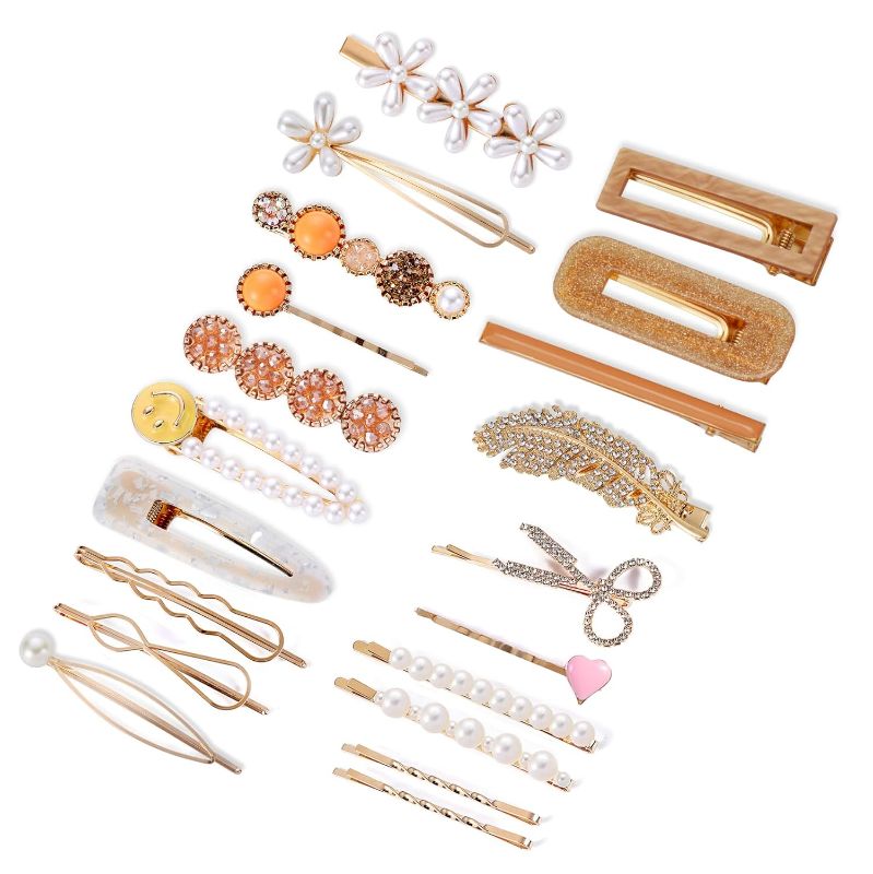 Photo 1 of Parcce 20 Pieces Pearl Hair Clips Set, Acrylic Resin Sweet Decorative Bobby Pins Hair Barrettes Hairpin Headwear Hair Accessories Headwear for Women and Girls
