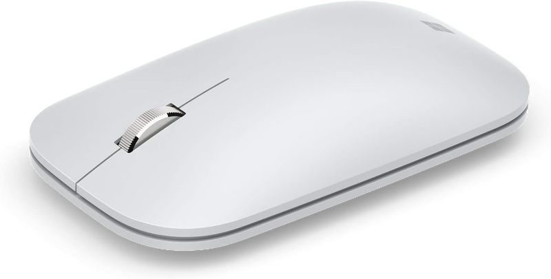 Photo 1 of Microsoft Modern Mobile Mouse - Glacier - Comfortable Right/Left Hand Use with Metal Scroll Wheel, Wireless, Bluetooth for PC/Laptop/Desktop, works with Mac/Windows 8/10/11 Computers
