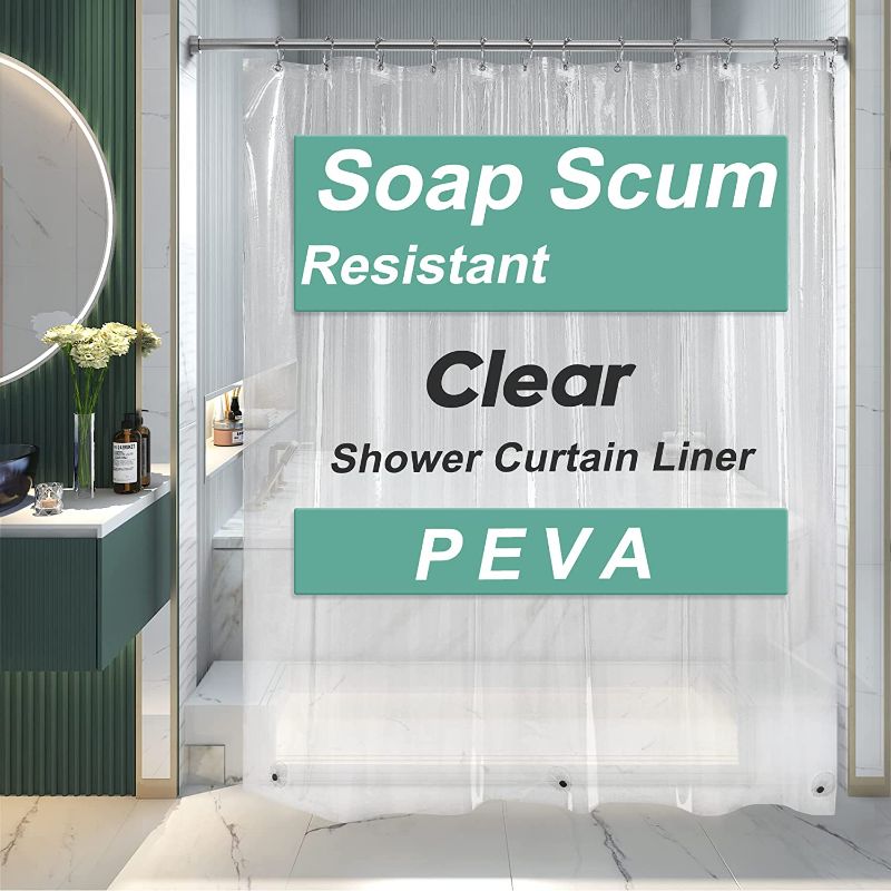 Photo 1 of AmazerBath Shower Curtain Liner, 72x72 Clear Shower Curtain Liner, Waterproof Plastic Shower Liner, Cute Lightweight PEVA Shower Curtain for Bathroom 
