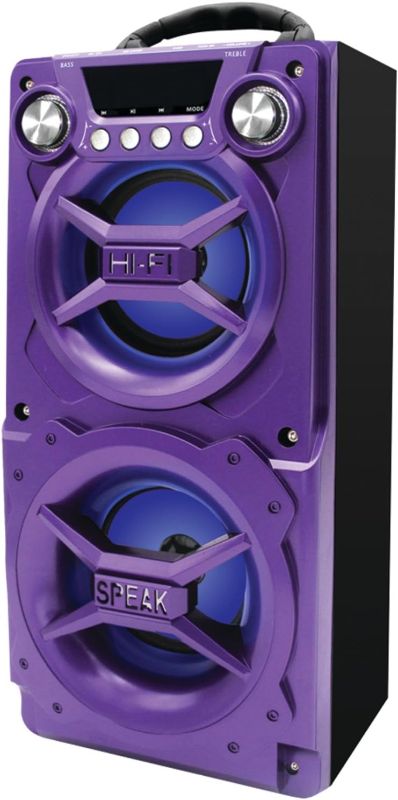 Photo 1 of Sylvania SP328-Purple, Portable Speaker with Bluetooth, Connect to iPhone, iPad or Android, Double Subwoofer Heavy Bass, Perfect for Events, Purple
