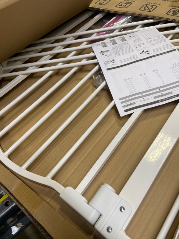Photo 1 of InnoTruth 29-39.6” Baby Gate for Stairs & Doorways, 30" Tall Pressure Mount Pet Gates, Easy Step Auto Close Both Sides Walk Thru Child Gate, Dual-Lock Safety Design and One-Hand Operation, White White 30" Tall
