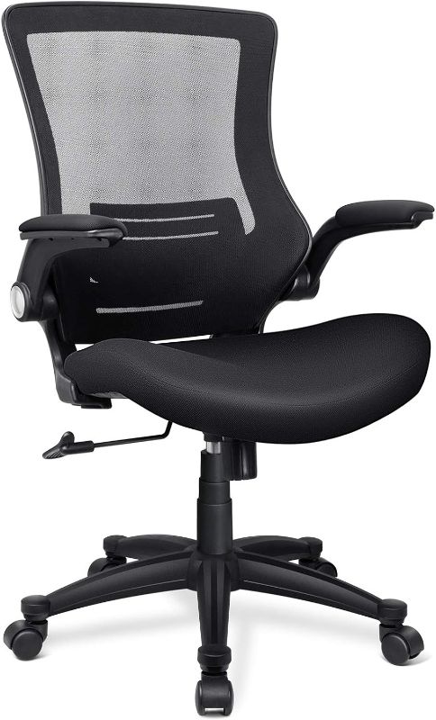 Photo 1 of Funria Mesh Desk Chair with Wheels Black Mesh Office Chair with Flip Up Arms Mesh Back Home Office Desk Chair with Good Lumbar Support Height Adjustable Office Task Chairs Clearance
