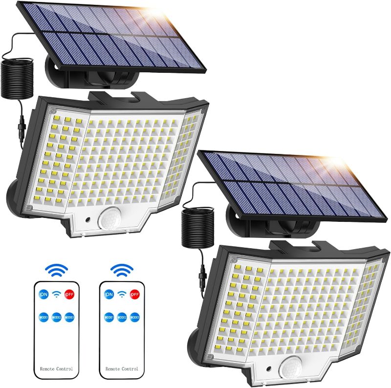 Photo 1 of Solar Lights Outdoor, 160 LED Solar Powered Motion Sensor Flood Lights with Remote 3 Modes, Curved Screen, 180°Wide Angle Flood Wall Lights, IP65 Waterproof...
