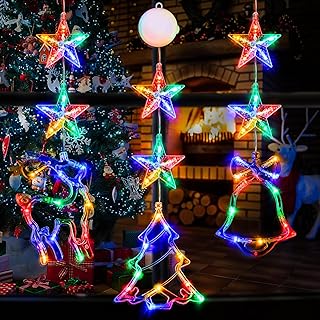 Photo 1 of [Timer] Christmas Window Decorations 3 Pack Christmas Tree Jingle Bell Reindeer Window Lights with Suction Cup, Battery Operated Christmas Lights Indoor Outdoor Xmas Fireplace Home Party Decor
