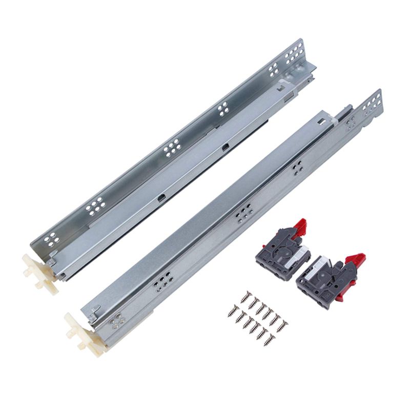 Photo 1 of 1 PAIR Self Soft Close Under/Bottom Rear Mounting Drawer Slides 18 inch Concealed Drawer Runners;Locking Devices;Rear Mounting Brackets;Screws and Instructions 18 Inch