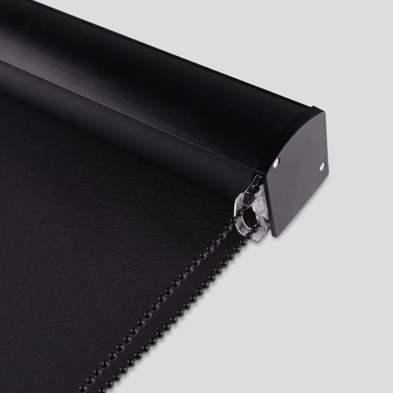 Photo 1 of  KCO Blackout Roller Shade Blinds for Windows with Valance Cover, Roller Window Shade UV Protection Waterproof Fabric for Home, Bedroom, Door Windows, 22" W x 72" L, Black
