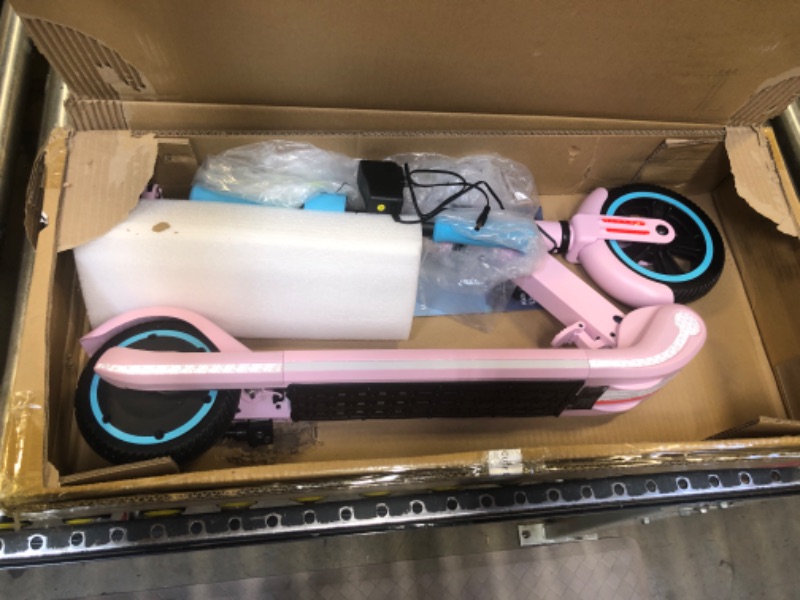 Photo 2 of RCB Electric Scooter for Kids, Colorful Neon Lights, LED Display, Adjustable Speed and Height, Lightweight and Foldable Electric Scooter Ages 6+ Pink