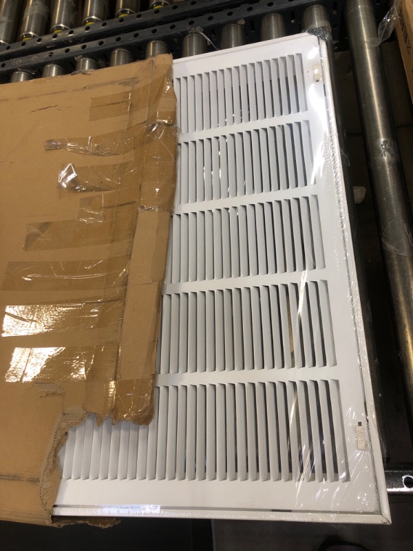 Photo 2 of 25" X 18" Steel Return Air Filter Grille for 1" Filter - Easy Plastic Tabs for Removable Face/Door - HVAC DUCT COVER - Flat Stamped Face -White [Outer Dimensions: 26.75w X 19.75h] 25 X 18