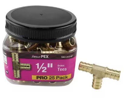 Photo 1 of Apollo 1/2 in. Brass PEX-B Barb Tee Pro Pack (25 Pack)