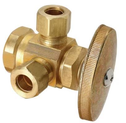 Photo 1 of  BrassCraft 1/2 in. FIP Inlet x 3/8 in. O.D. Compression x 3/8 in. O.D. Compression Dual Outlet Multi-Turn Valve