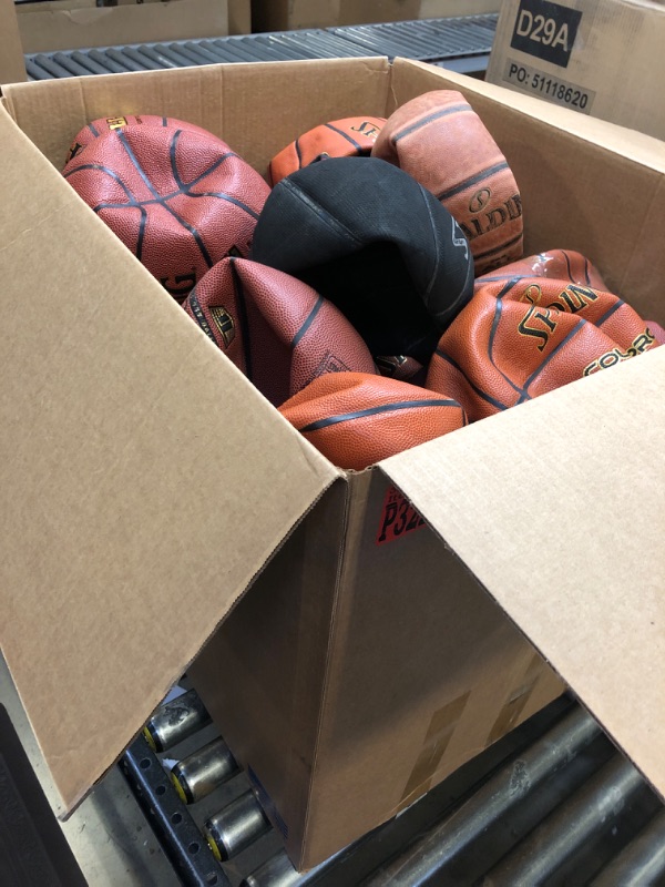 Photo 1 of BOX OF SPALDING BASKETBALLS VARIOUS COLORS /SIZES
