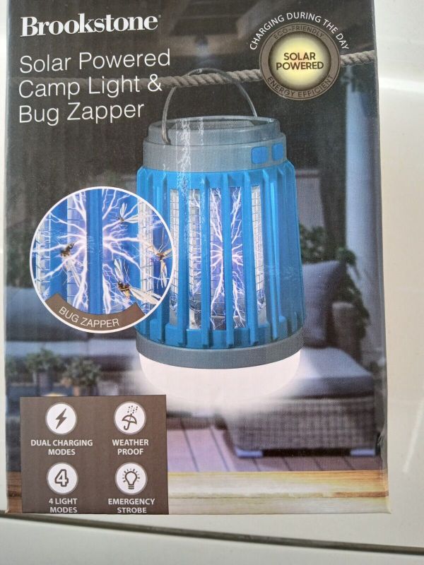 Photo 1 of Brookstone USB + Solar Powered Bug Zapper + Camping Light - Four Light Modes New
